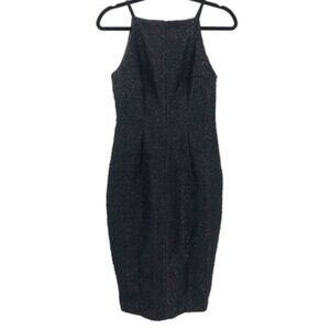 H&M High Neck Sparkly Eyelash Dress Sheath 6 Women Holiday Knee Midi Length